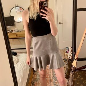 Suede grey ruffle skirt